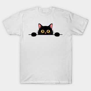 Black Cat Peeking T-Shirt